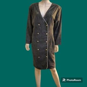 VTG CALIFORNIA LOOKS 1980s Double Breasted Long Sleeve Academia Power Dress